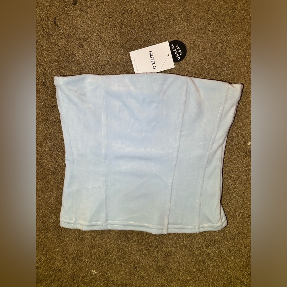 Baby blue velvet NWT crop top size M